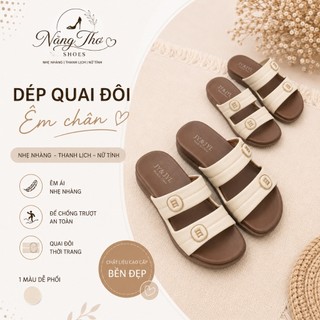 Dép Lê Nữ Quai Ngang Đế Êm Style Hàn Quốc Dép Quai Đôi Hot Trend 2026 Đi Chơi Đi Học Siêu Êm Chống Trơn Trượt