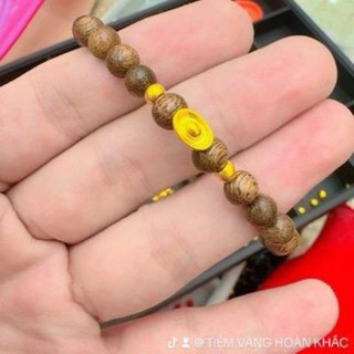 Vòng trầm hương 6li phối chamr + bi (V24k) Hoàn Khắc - Có giấy đảm bảo vàng kèm theo