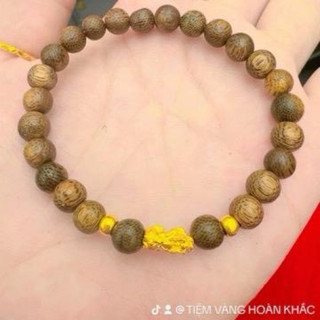 Vòng trầm hương 6li phối chamr + bi (V24k) Hoàn Khắc - Có giấy đảm bảo vàng kèm theo