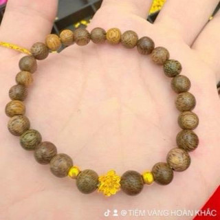 Vòng trầm hương 6li phối chamr + bi (V24k) Hoàn Khắc - Có giấy đảm bảo vàng kèm theo