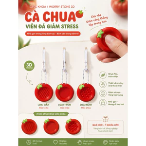 Móc Khóa Cà Chua Worry Stone In 3D – Viên Đá Giảm Stress Chà Ngón Tay, Fidget Toy Thư Giãn