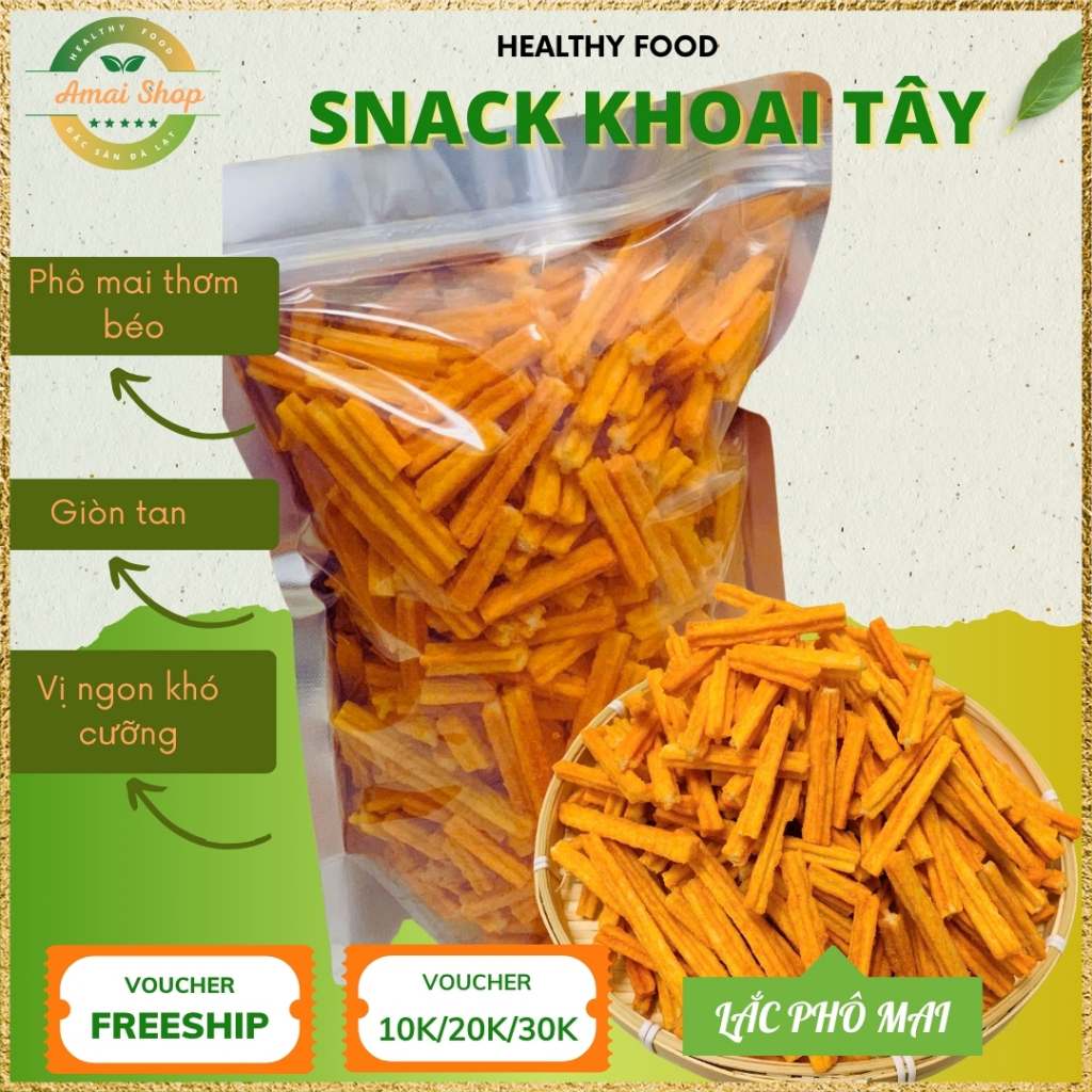Snack Khoai Tây Phô Mai Ngọt AMAI- Khoai Tây Sấy Giòn Rụm Đồ Ăn Vặt Văn Phòng Bán Chạy