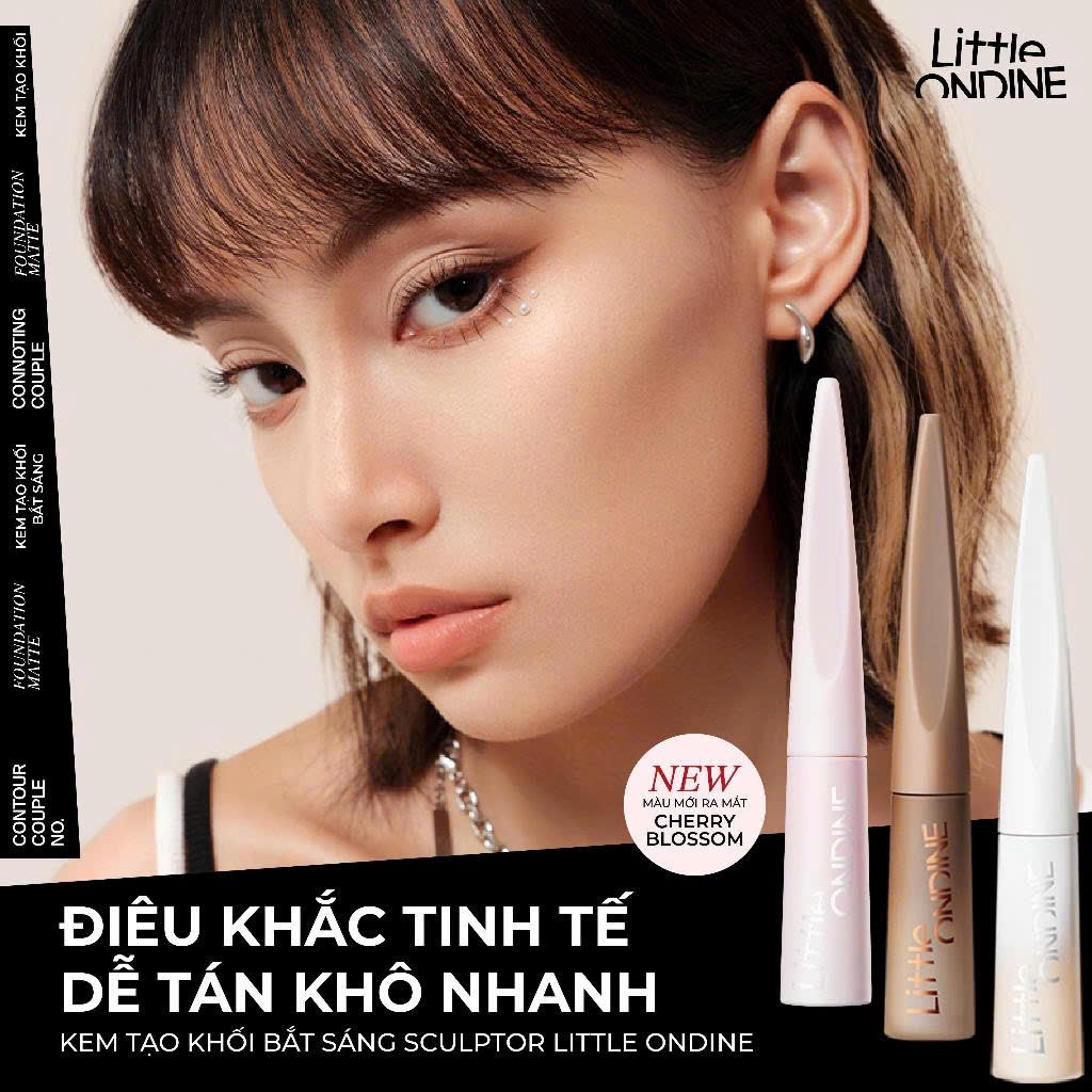 Tạo Khối Bắt Sáng LITTLE ONDINE Kem Che Khuyết Điểm Tạo Đường Viền Tự Nhiên Da Mặt | NHÍM HOUSE