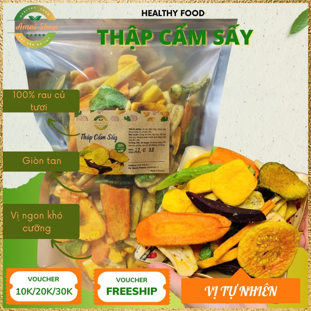 RAU CỦ SẤY GIÒN THẬP CẨM AMAI - NGUYÊN CHẤT LOẠI 1- KHÔNG ĐƯỜNG, GIÒN TAN- TỐT CHO SỨC KHỎE