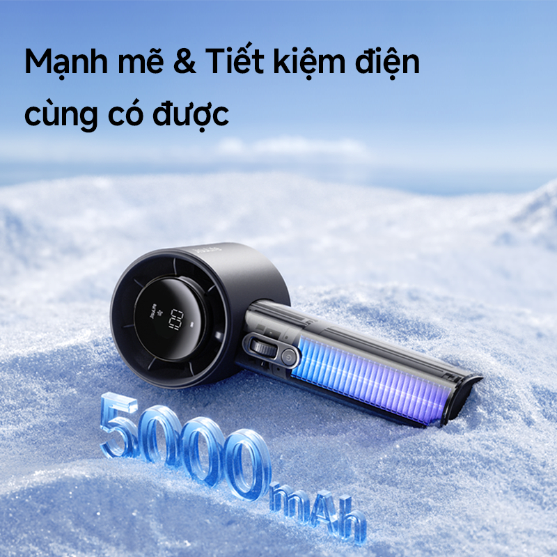 Quạt cầm tay JisuLife Pro1S siêu gọn nhẹ, gió mạnh, pin bền, điều chỉnh 100 mức, màn hình LED, sạc tiện lợi, dễ mang đi