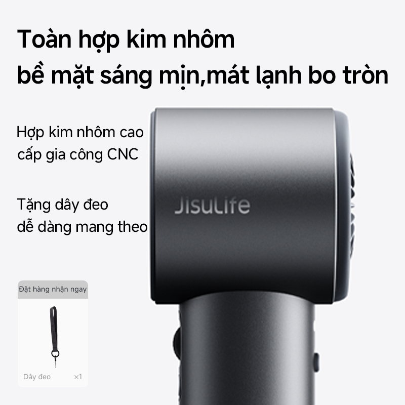 Quạt cầm tay JisuLife Pro1S siêu gọn nhẹ, gió mạnh, pin bền, điều chỉnh 100 mức, màn hình LED, sạc tiện lợi, dễ mang đi