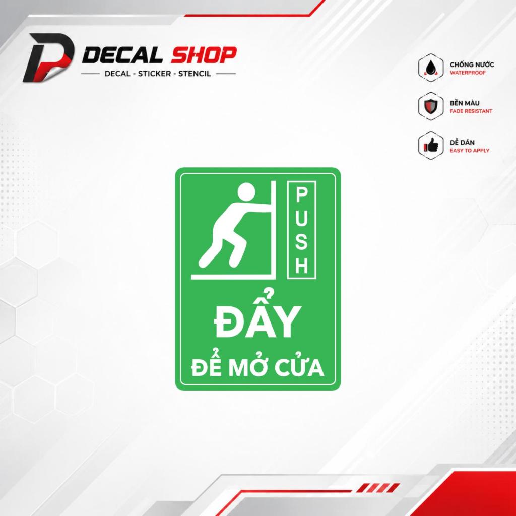 Decal Kéo Vào Đẩy Ra - Pull Push chống nước dán trang trí tường