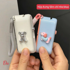 HỘP ĐỰNG TĂM CHỈ NHA KHOA MINI – GỌN GÀNG, VỆ SINH, TIỆN LỢI Kèm Stick Hình Chó Gấu