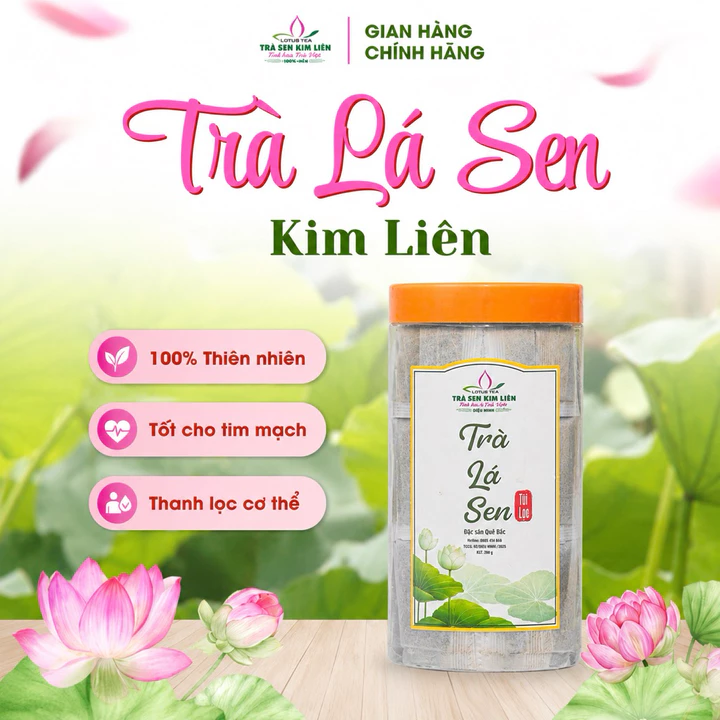 Trà lá sen Kim Liên túi lọc | Trà sen Diệu Minh | Trà sen Quê Bác - chuẩn vị xứ Nghệ | Thơm ngon | Hũ 300g