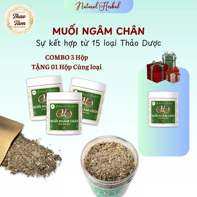 Bồn ngâm chân gấp gọn/Hộp 350g x3_Muối ngâm chân Thảo Dược THẢO TÂM(Đặc biệt X3 Thảo Mộc)