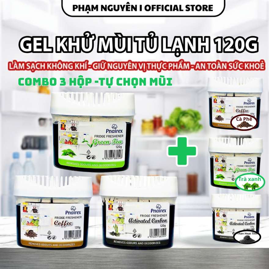 [COMBO 3 HỘP] GEL KHỬ MÙI TỦ LẠNH PNAIREX 120G - KHỬ MÙI HÔI, GIỮ THỰC PHẨM TƯƠI MỚI