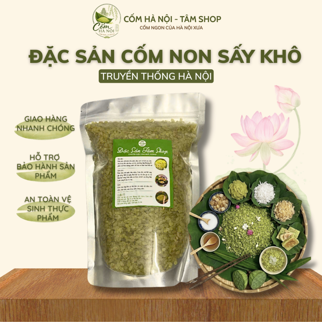 CỐM NON SẤY KHÔ-Cốm Tâm Shop\ Đặc sản truyền thống Hà Nội, làm quà, nguyên liệu làm xôi cốm, chè cốm...