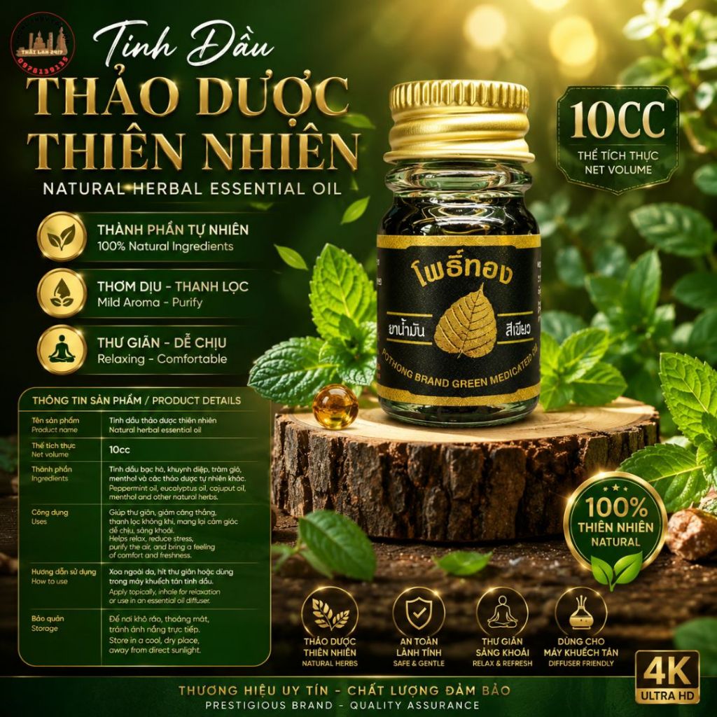Dầu Nước lá bồ đề nhí Thái Lan 5cc – Nhỏ Nhưng Tiện, Dùng là thích