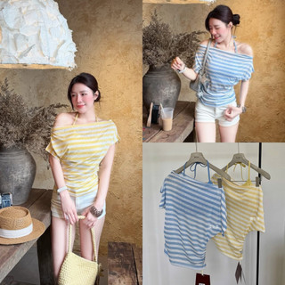 𝐏𝐡𝐢𝐞𝐧 𝐖𝐆𝐖𝐄 | (Sẵn) w9115 Set Áo Bra Mix Áo Len Mỏng Trễ Vai