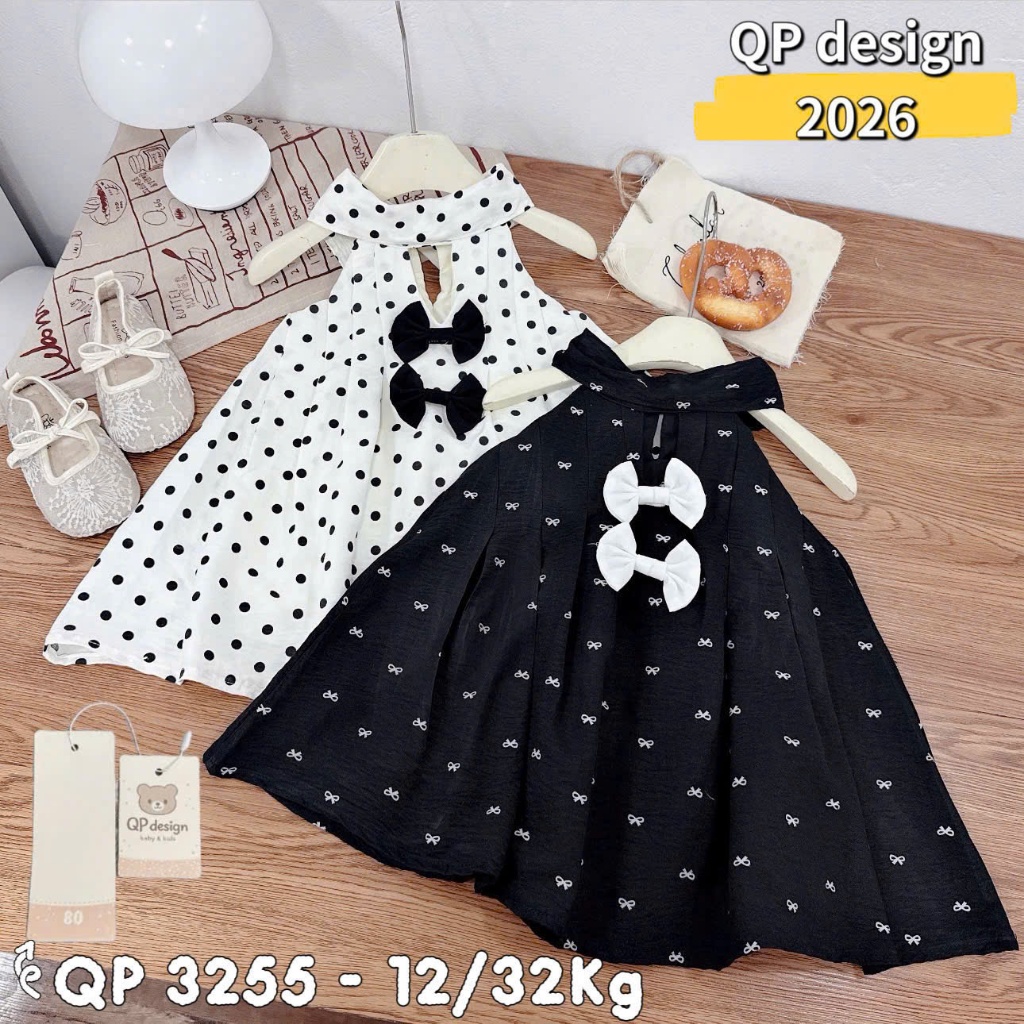 Váy cho bé gái, đồ hè bé gái, đồ xinh cho bé gái 10 tuổi, váy bi nhí mix nơ hot hit cho bé 10-32kg Hami Kids
