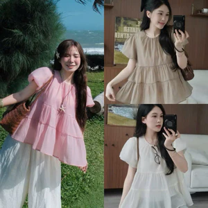 Áo voan tơ tay bồng dáng babydoll xòe dành cho các nàng tiểu thư