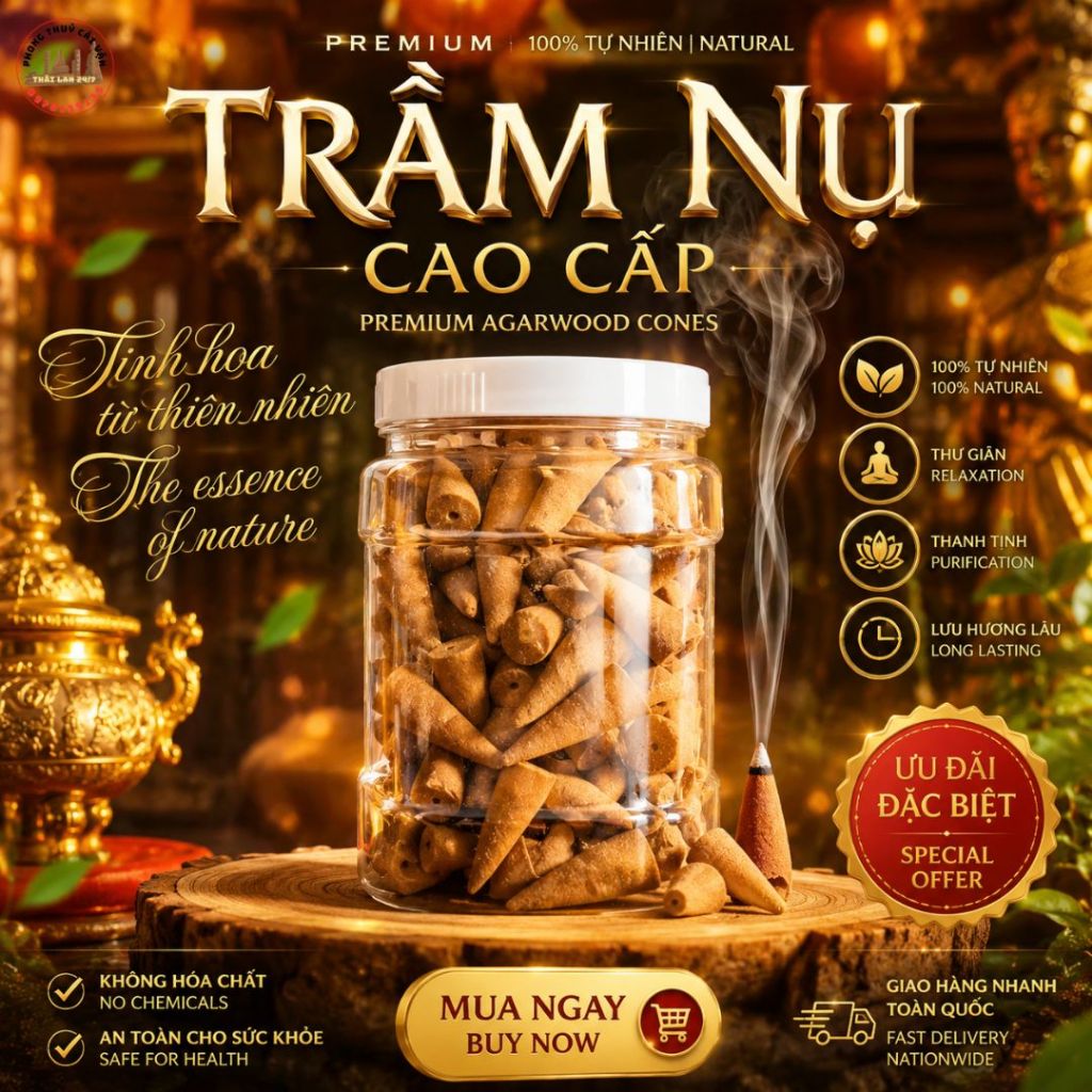 Hộp Trầm Hương Thiêng 500gr – 128 Viên Sạch, Không Bụi