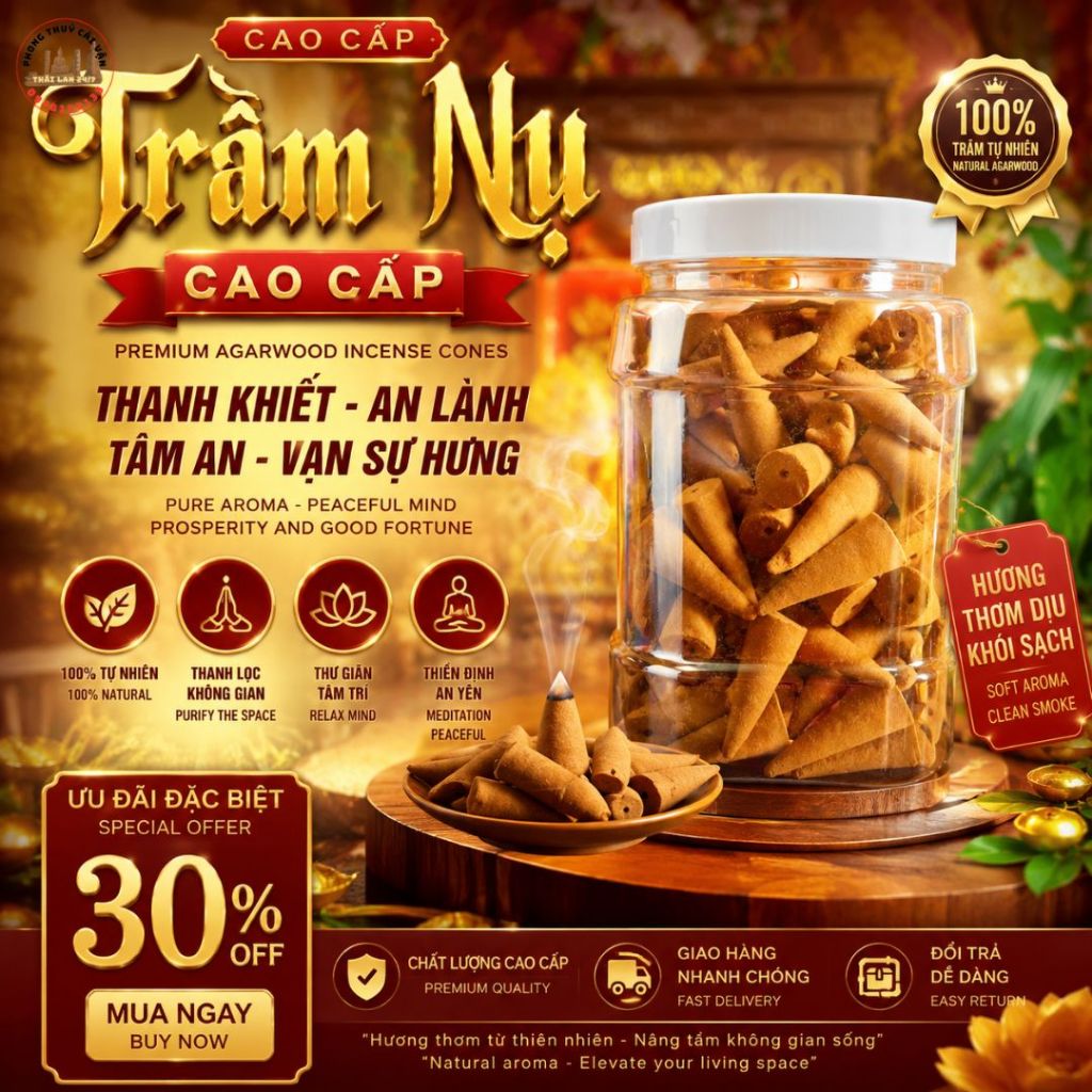Trầm Hương Không Bụi Cao Cấp Hộp 500gr – 128 Viên Thơm Lâu