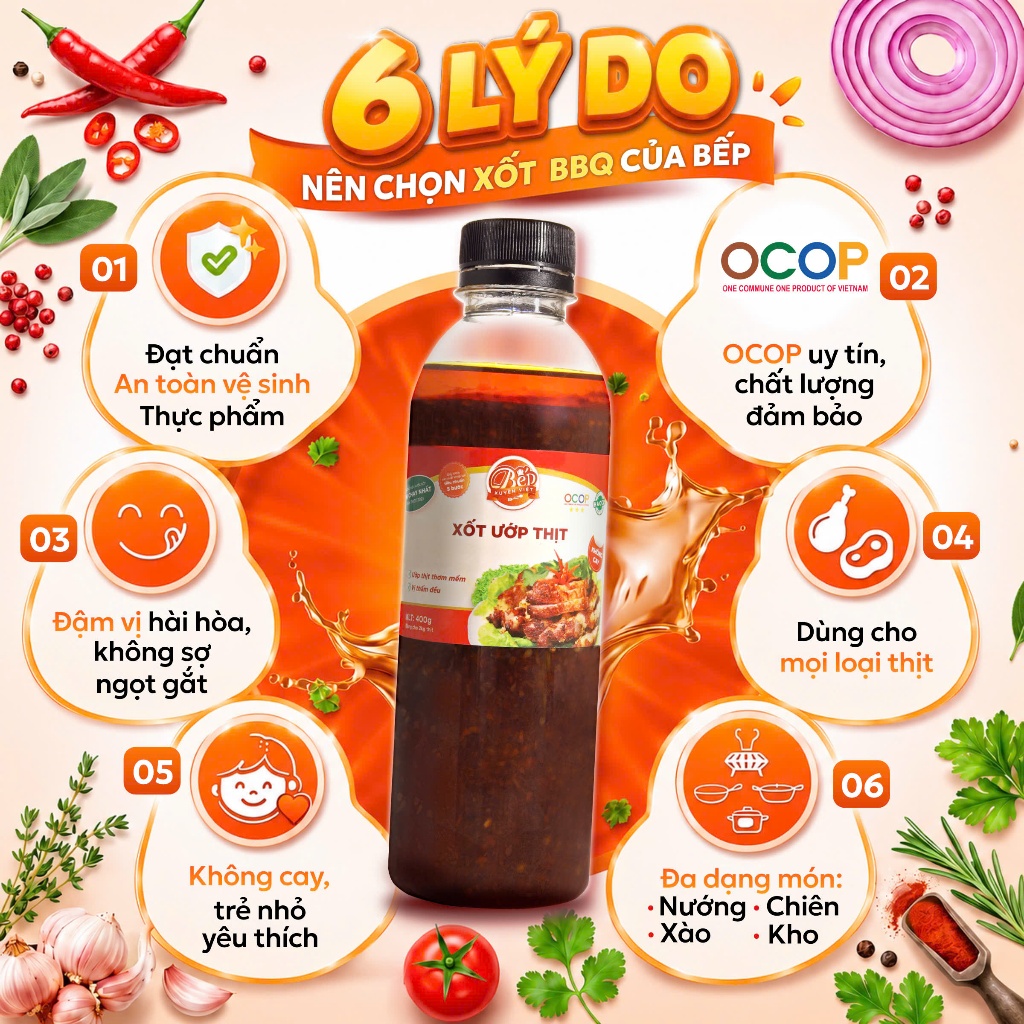 [HỎA TỐC] Sốt Ướp Thịt Nướng BBQ Bếp Xuyên Việt chai 150g, Nước Sốt Ướp Thịt, Hải Sản, Cơm Tấm dùng cho 1kg thịt