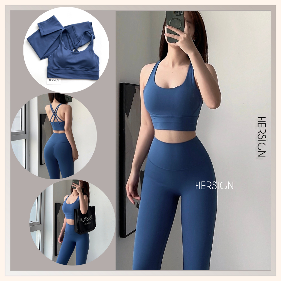 Set đồ tập gym nữ Đồ tập yoga nữ cao cấp Áo bra chéo lưng quần legging HERSIGN-SET167 BST HERSIGN CORELYNE