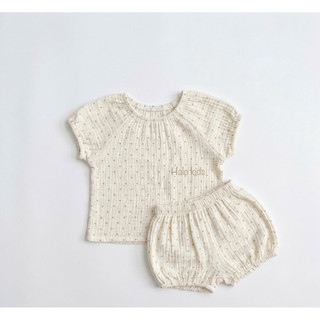 Bộ cộc tay quần bí Xô muslin họa tiết xinh xắn cho bé gái
