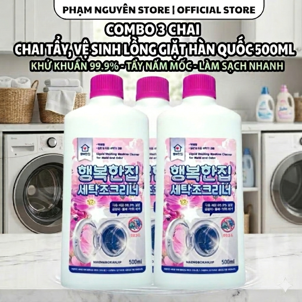 [COMBO 3] NƯỚC VỆ SINH LỒNG GIẶT HAENGBOKANJIP 500ML - TẨY MỐC, KHÁNG KHUẨN