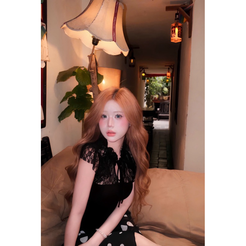 Taliyahn Top Lov - Áo Nữ Kiểu Đen Phối Ren Lưới Cao Cấp, Áo Ôm Body Tay Bèo Cổ Nhún Dễ Phối Đồ By QuynhTrangBasic