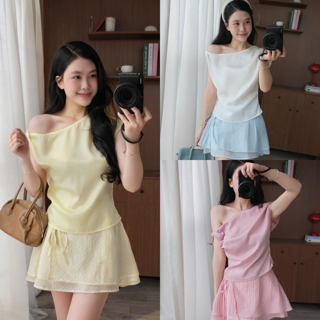 Quinn Set (TSW) Set áo voan lụa nhún vai chiết eo kèm chân váy hoạ tiết Nữ the.sweaterweather CÓ SẴN