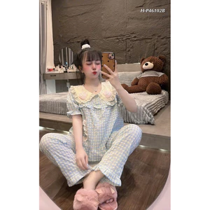 Pizama TN caro cổ thỏ chuẩn hình sàn