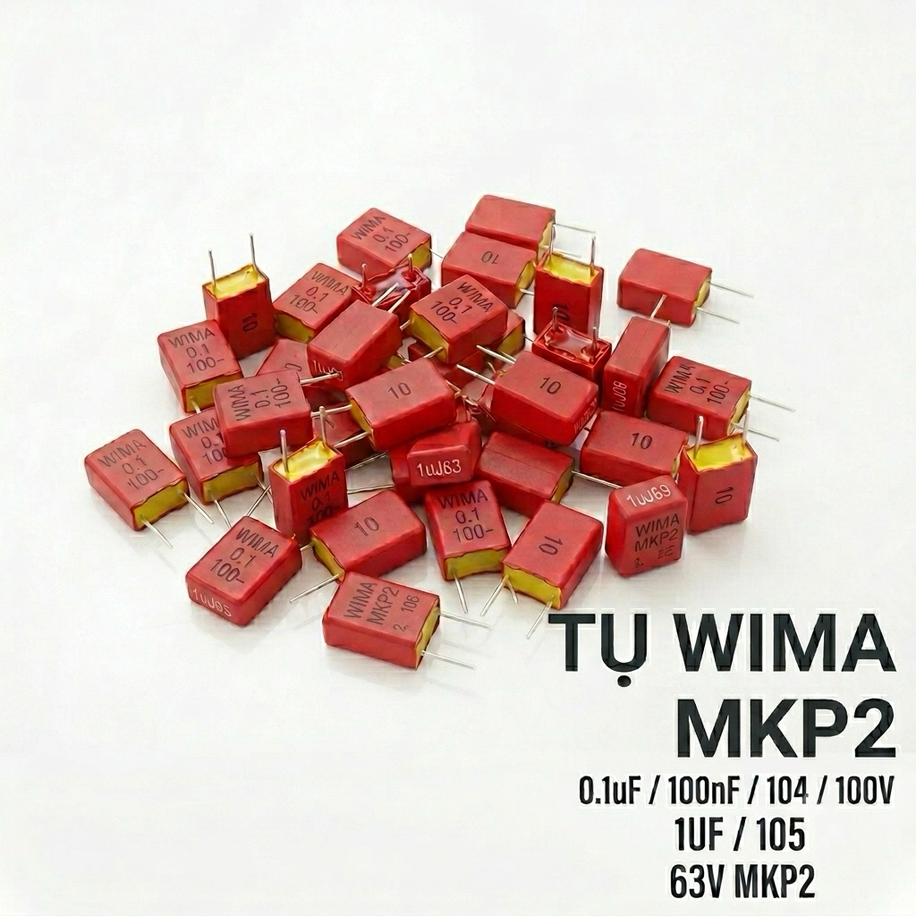 {2 cái } Tụ Wima 0.1uF / 100nF / 104 100V MKP2 Loại to đẹp | Tụ Wima 1UF 105 63V MKP2