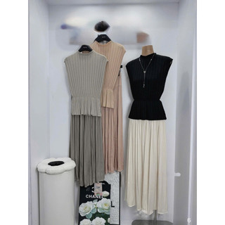 •𝙆𝙞𝙣𝙜𝙨𝙝𝙤𝙥𝙗𝙚𝙖𝙪𝙩𝙮•Set Áo Tăm Tay Hến Mix Váy Ly QC