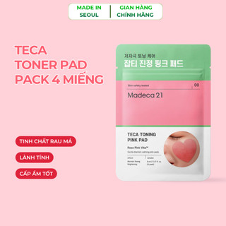 [MADECA21] Toner Pad dưỡng trắng mờ nám Madeca 21 Rose Pink Vita TECA TONING TONER PAD 4EA miếng hình trái tim tiện lợi