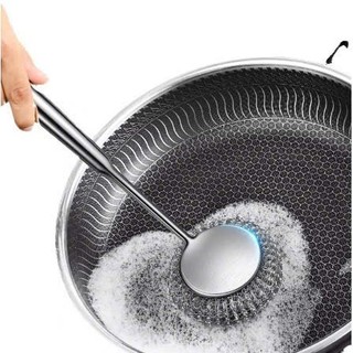 [Tay cầm inox] Dụng cụ cọ xoong nồi búi sắt có tay cầm làm từ chất liệu inox - tiện dụng, siêu bền