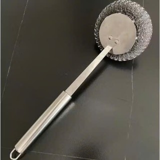 [Tay cầm inox] Dụng cụ cọ xoong nồi búi sắt có tay cầm làm từ chất liệu inox - tiện dụng, siêu bền