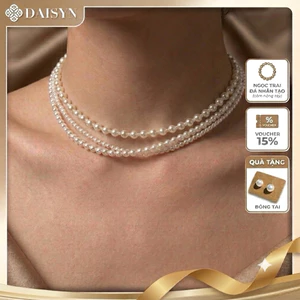 N854 choker vòng cổ hạt Trai, dây chuyền hạt ngọc trai nhân tạo đá 3 sợi hạt 3mm, 4m, 5mm