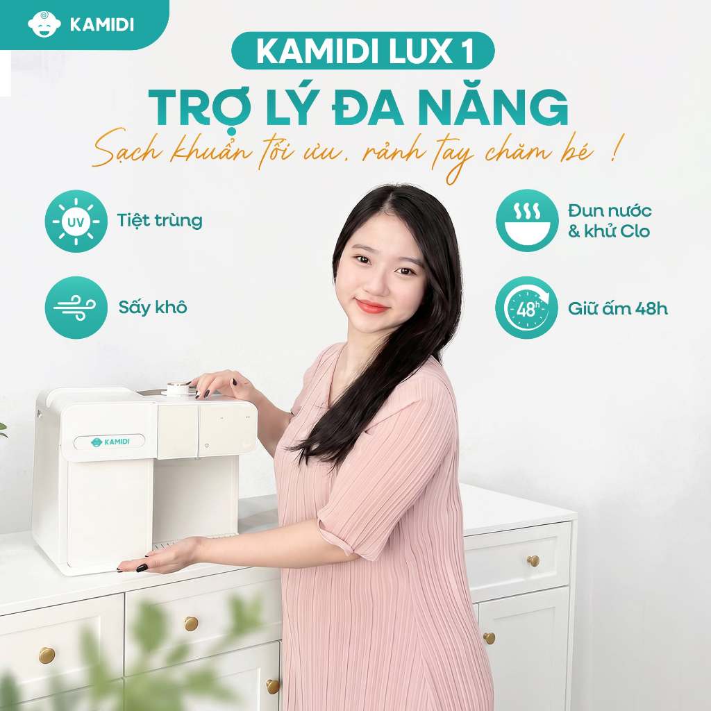 Máy Đa Năng 8in1 Tiệt Trùng UV Đun Nước KAMIDI LUX 1 Tiệt Trùng Bình Sữa Đun Nước Pha Sữa Cho Bé