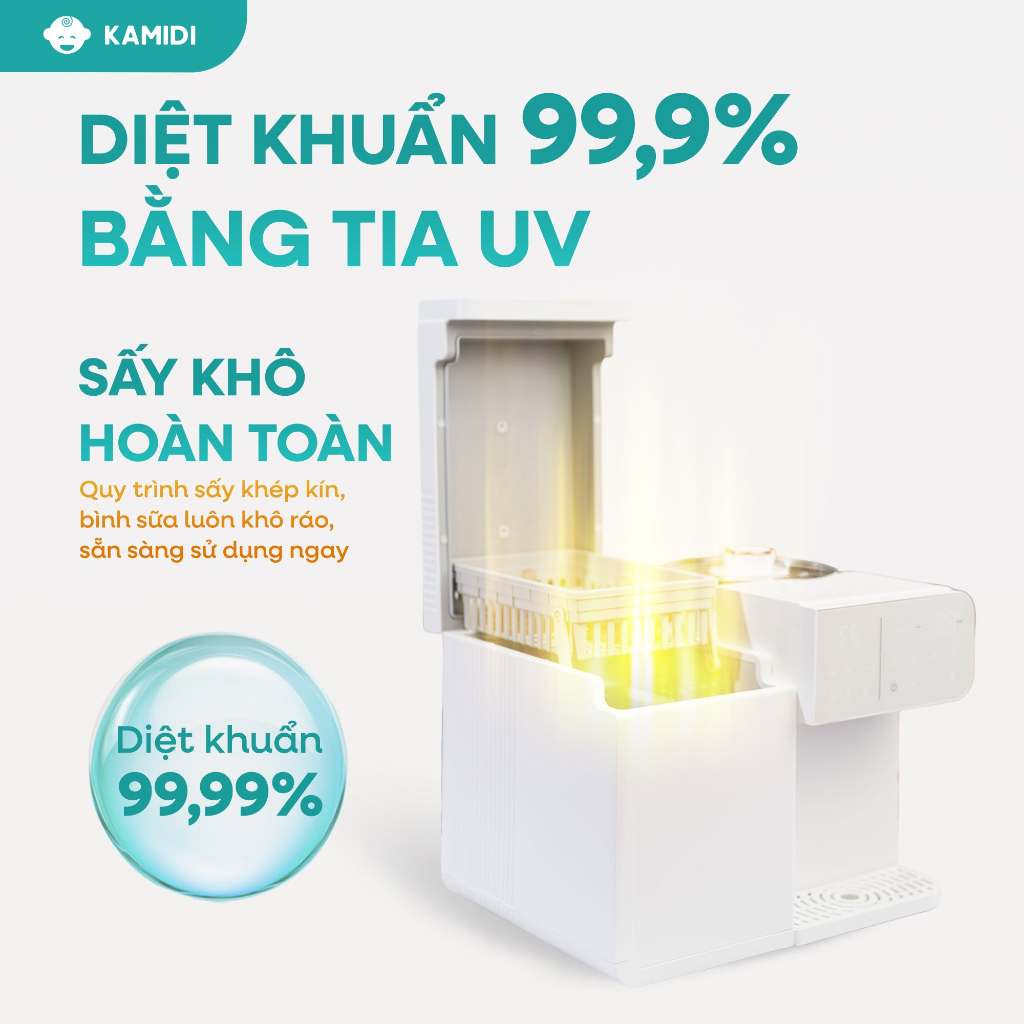 Máy Đa Năng 8in1 Tiệt Trùng UV Đun Nước KAMIDI LUX 1 Tiệt Trùng Bình Sữa Đun Nước Pha Sữa Cho Bé