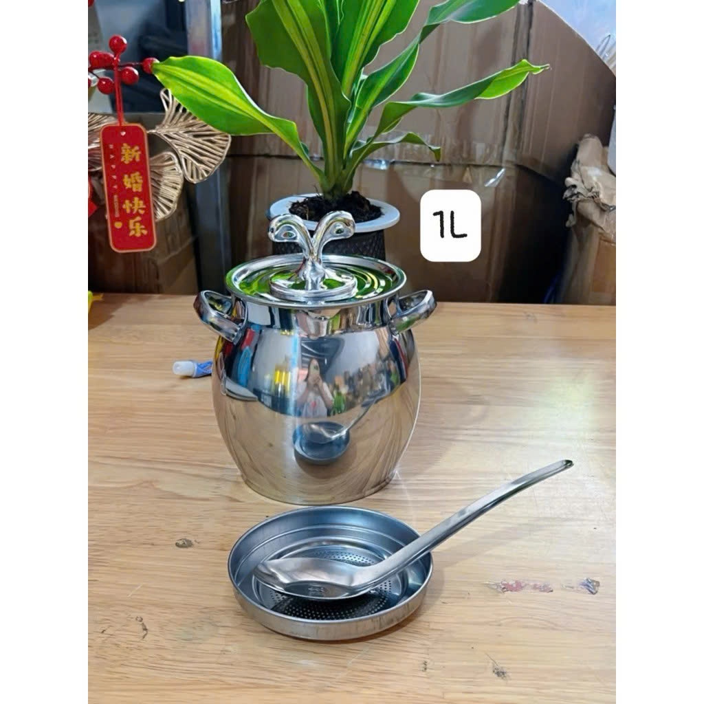 Âu tròn inox có nắp đậy size 1 lít và 4 lít,Thố inox có tay cầm đựng thức ăn,tích trữ dầu mỡ đa năng