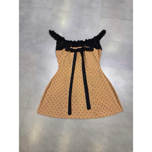 đầm chấm bi nơ ngực trễ vai