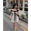 đầm chấm bi nơ ngực trễ vai