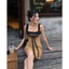 đầm chấm bi nơ ngực trễ vai