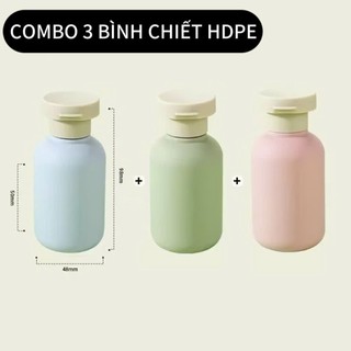 Set 3 Chai Chiết Mỹ Phẩm Du Lịch Silicon 100ml, Lọ Chiết Dầu Gội Sữa Tắm Chống Tràn Kèm Túi Zip, Bình Chiết Đi Máy Bay