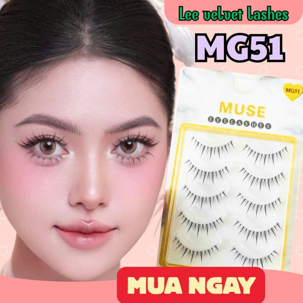 LeeVelvetLashes mi giả muse mg51 Mi Giả Sợi Tự Nhiên, Mềm Nhẹ, Không Lộ Chân Mi