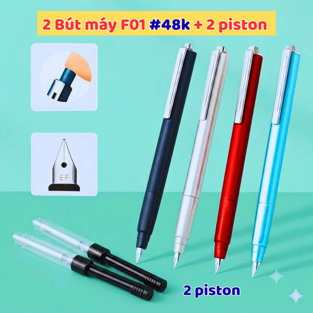Bút máy bấm ngòi EF#1 chất liệu ABS Tặng kèm mực, viết êm trơn, ngòi 0.38mm cho học sinh tiểu học