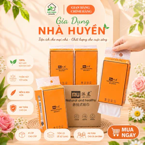 Combo thùng 4 bịch giấy rút vệ sinh ,giấy rút treo tường Natural nội địa trung (Tặng móc đa năng)