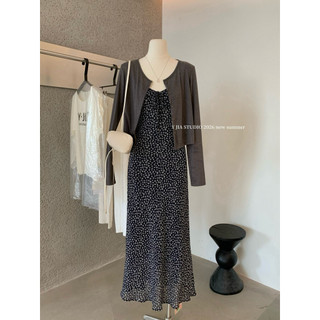 𝐩𝐡𝐢𝐞𝐧 𝐘𝐉𝐈𝐀 | (Sẵn) 7920 Set Váy 2 Dây Bèo Maxi Hoạ Tiết Nhí Kèm Áo Khoác