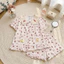 Bộ đồ ngủ nữ Pyjama set quần đùi họa tiết nơ gấu phong cách tiểu thư xinh xắn
