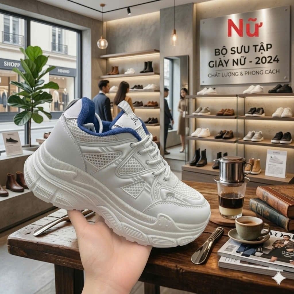 99K [Size 35-40] - Giày Nữ Nâng Đế 6cm. Màu Full Xám Hottrend 2026. Bền, Nhẹ, Êm chân, phù hợp thể thao, đi chơi, đi làm