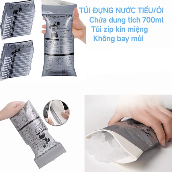 (COMBO 5 TÚI) 5 TÚI VỆ SINH KHẨN CẤP NAM NỮ 700ML, TIỂU TIỆN NÔN ÓI, Chống Tràn Hiệu Quả, Khử Mùi Nhanh, Tiện Mang Theo