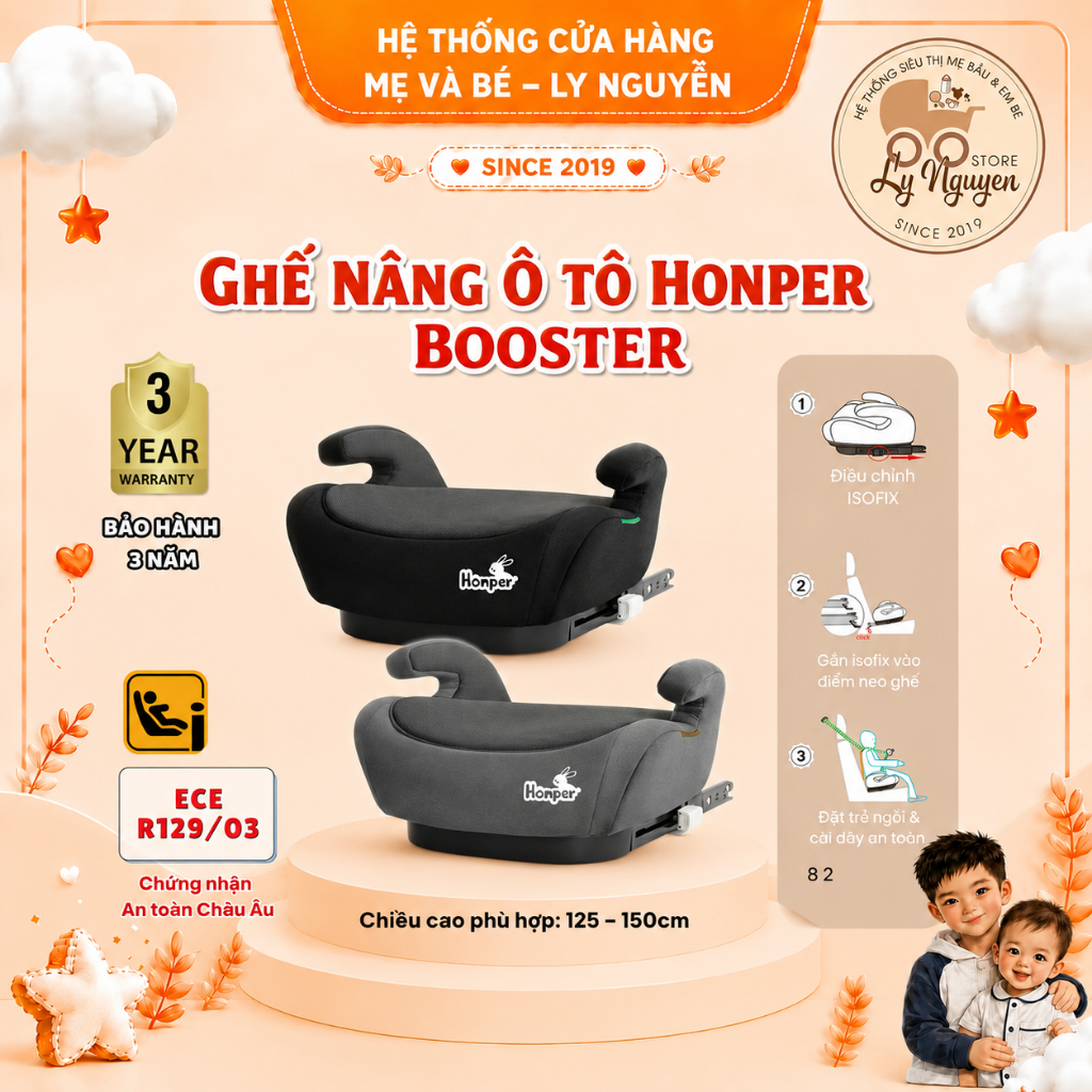 [Ly Nguyễn Store] Ghế nâng ô tô Honper Booster HP860